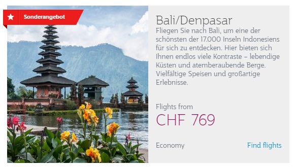 Qatar Airways Aktion - Bali ab CHF 769.-